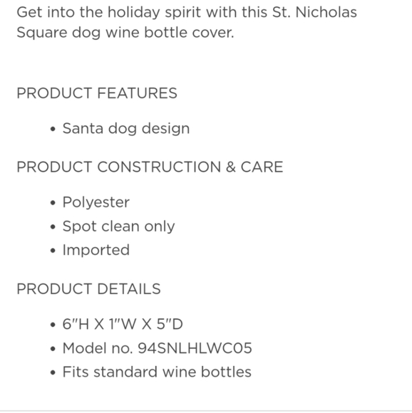 Wine Bottle Cover Bag Santa Puppy Dog Holiday Gift Bags Cloth Christmas - Picture 2 of 2